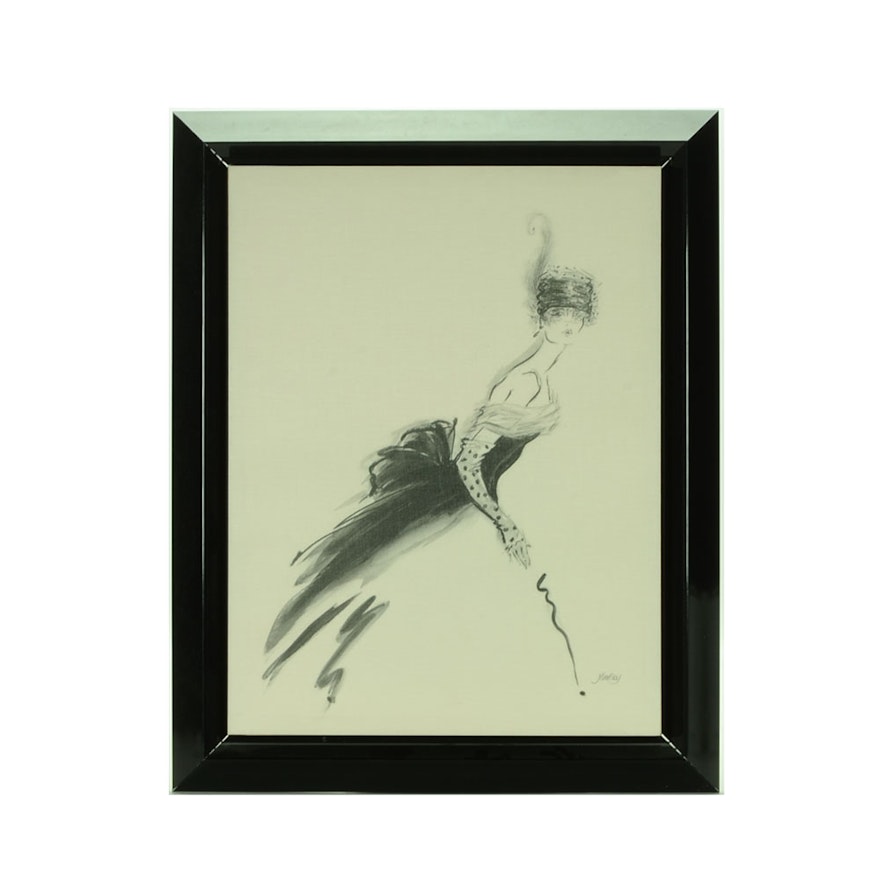 Jane Hartley Fashion Offset Lithograph on Canvas "Odette"