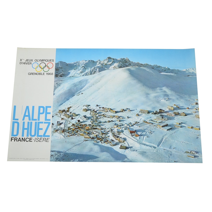Original 1968 Winter Olympics: Grenoble Poster "L'Alpe d'Huez"