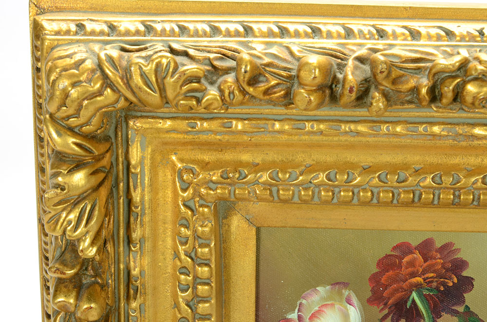 S. Potter Signed Original Floral Still Life Oil on Canvas