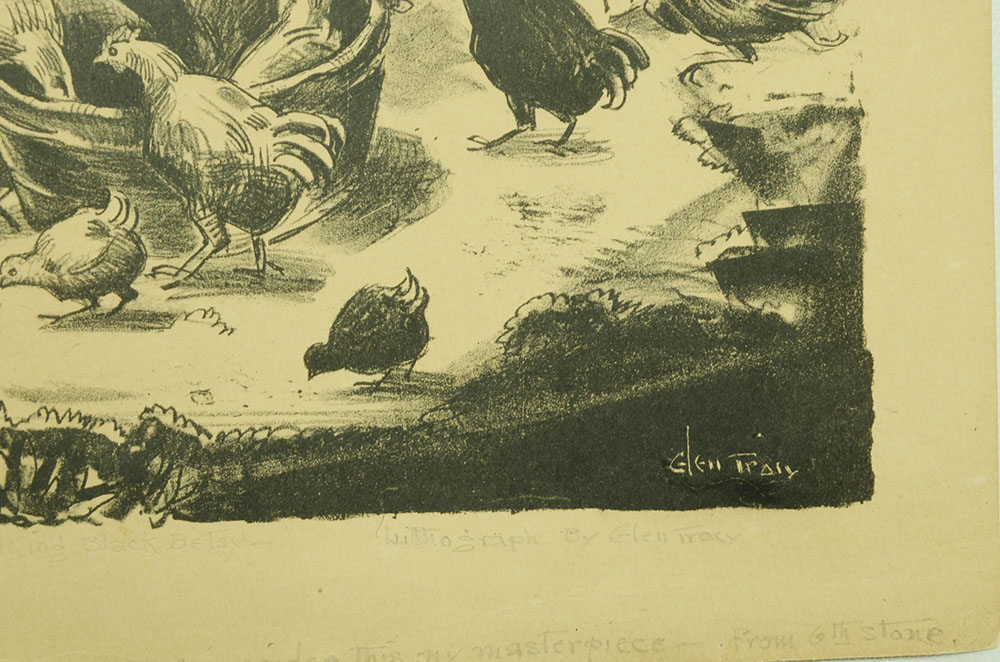 Glen Tracy Signed Original Stone Lithograph "Milking Black Betsy"