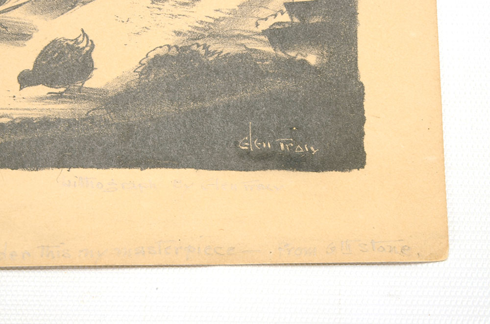 Glen Tracy Signed Original Stone Lithograph "Milking Black Betsy"