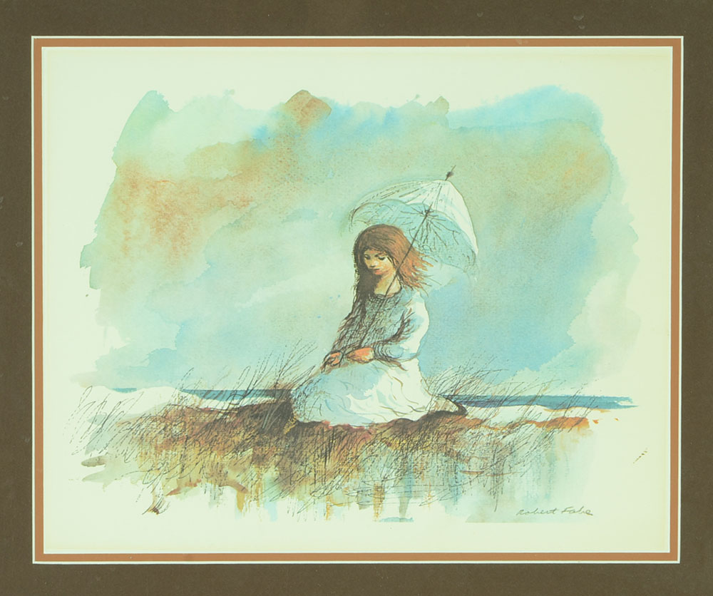 Offset Lithographic Reproduction after Robert Fabe Watercolor