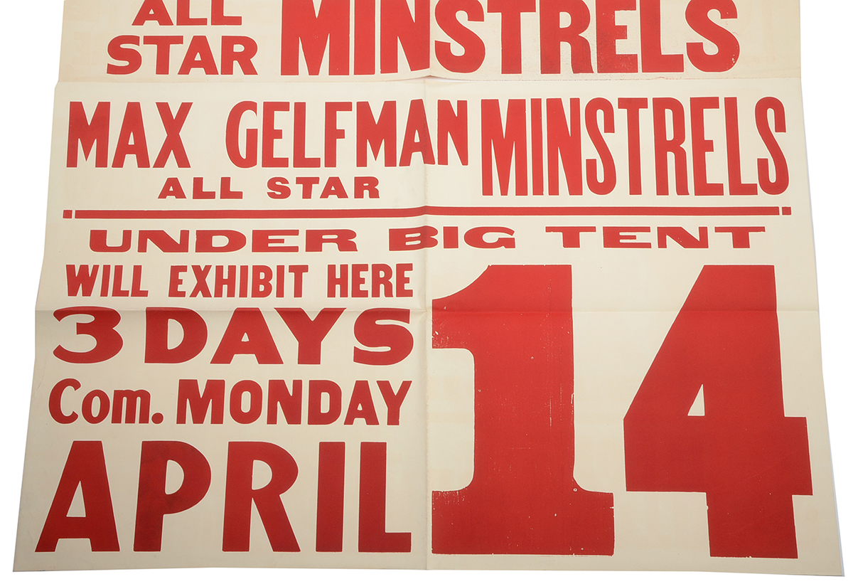 Three Original 1940s Poster Advertisements for "Max Gelfman's All Star Minstrels"