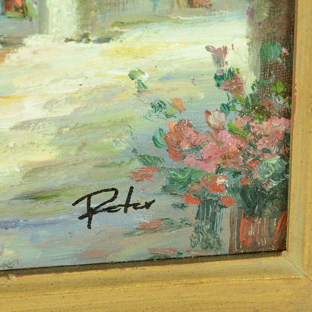 Original Signed Oil Townscape on Canvas