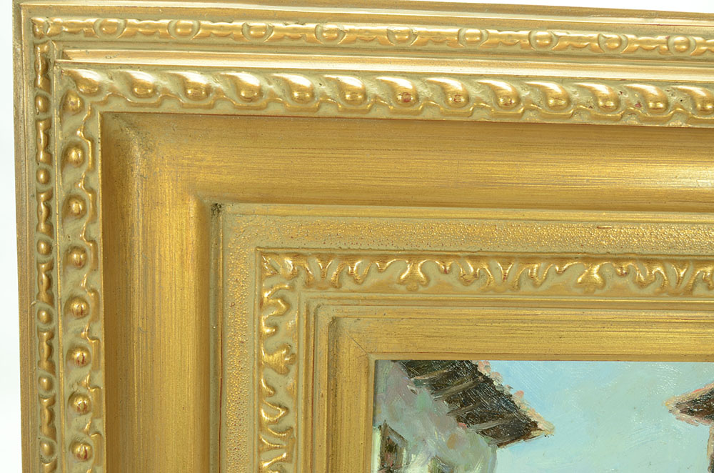 Original Signed Oil Townscape on Canvas