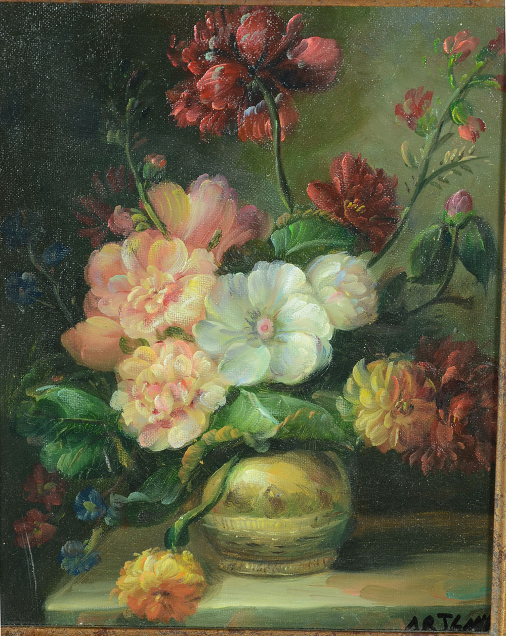 Original Signed Floral Still Life Oil on Canvas