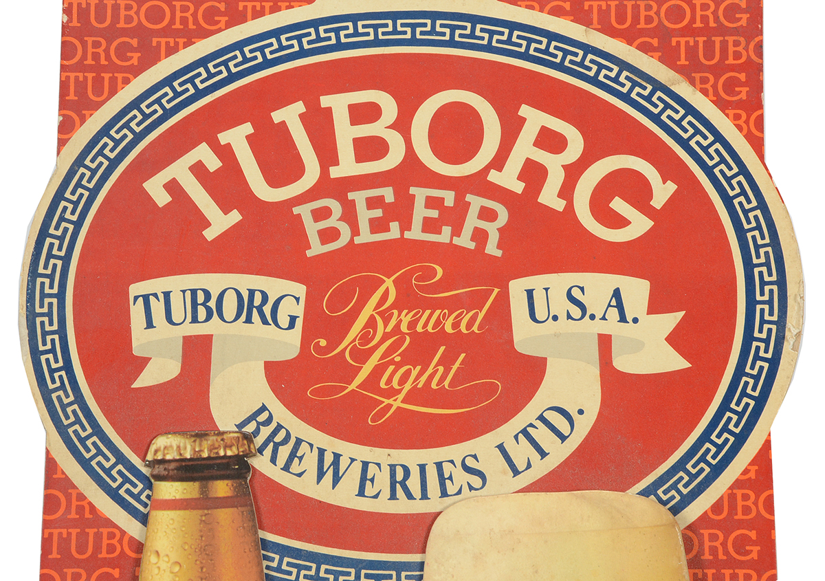Vintage Original 1980s Tuborg Beer Store Display Advertisement
