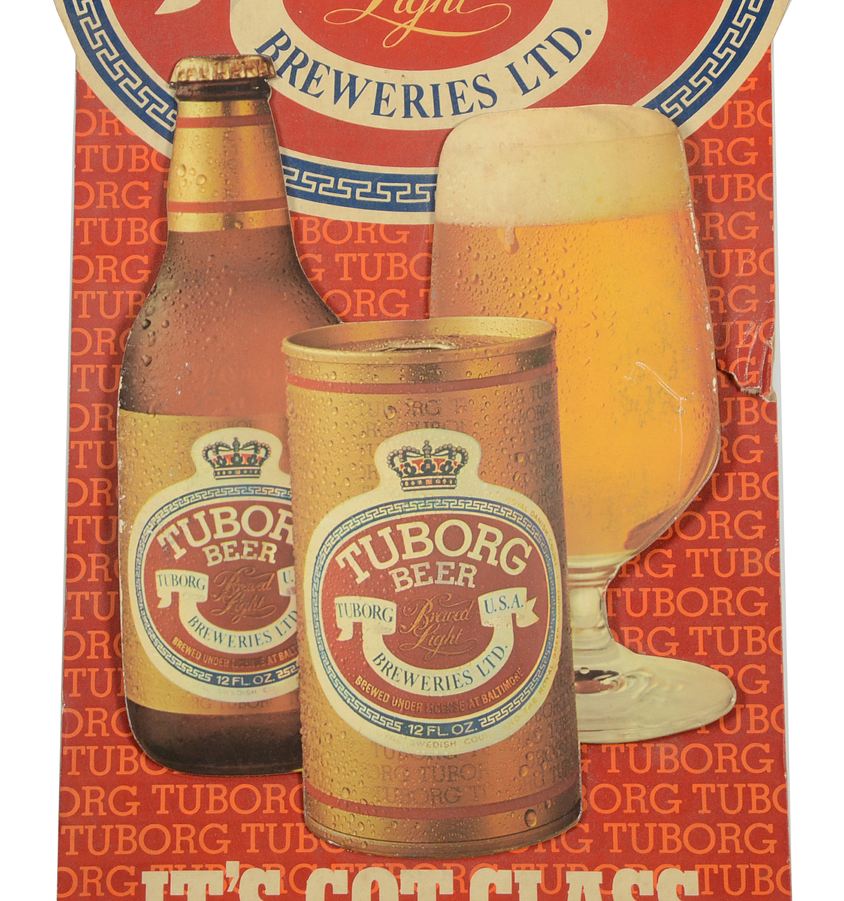 Vintage Original 1980s Tuborg Beer Store Display Advertisement