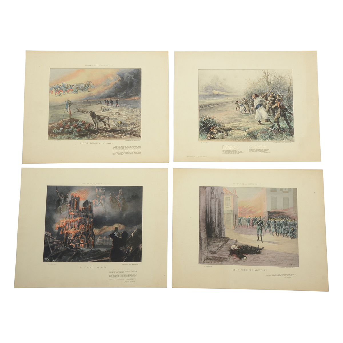Four "Souvenir de la Guerre de 1914" Prints after F. Maglin