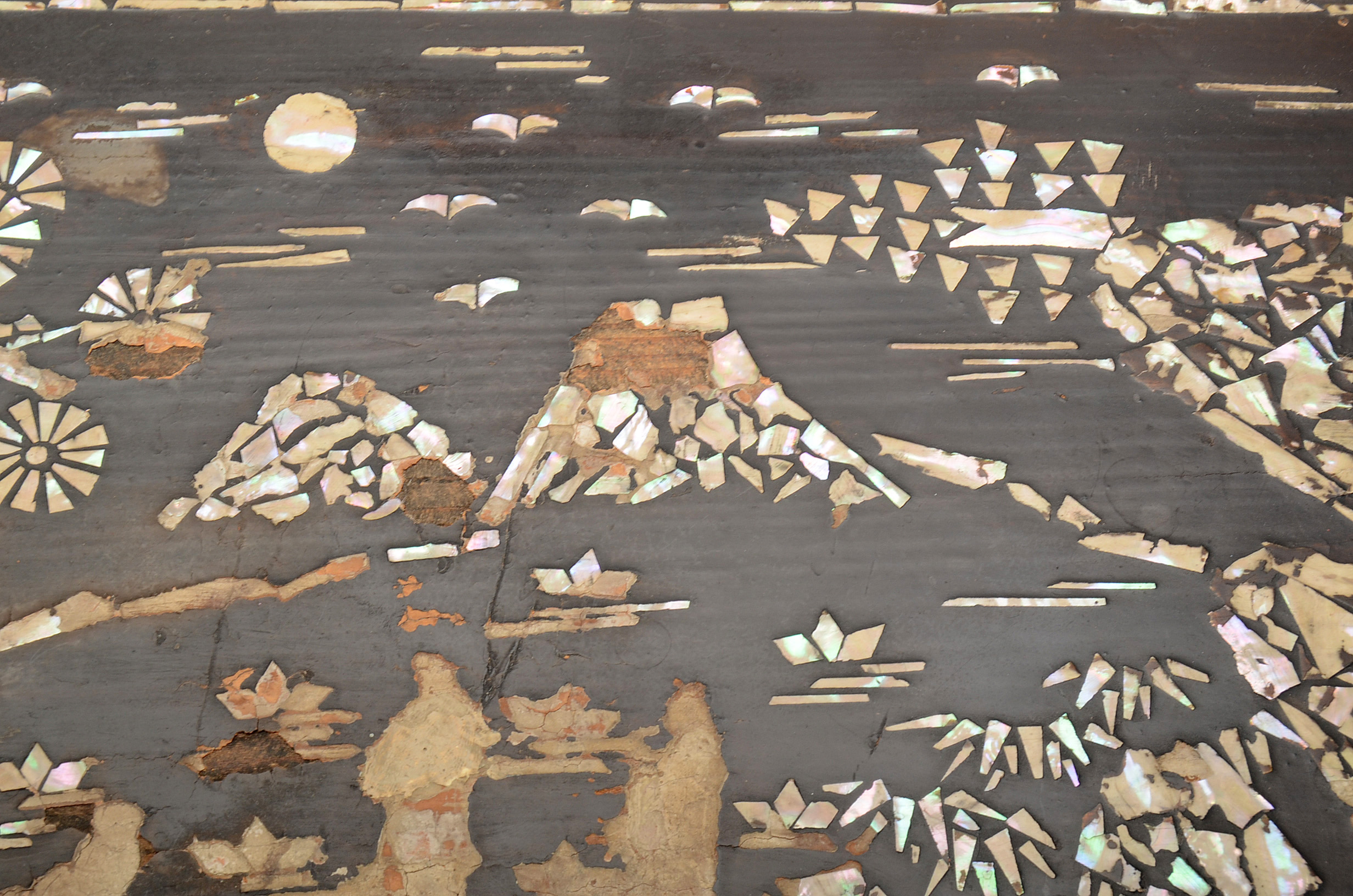 Mother of Pearl and Black Wooden Stand