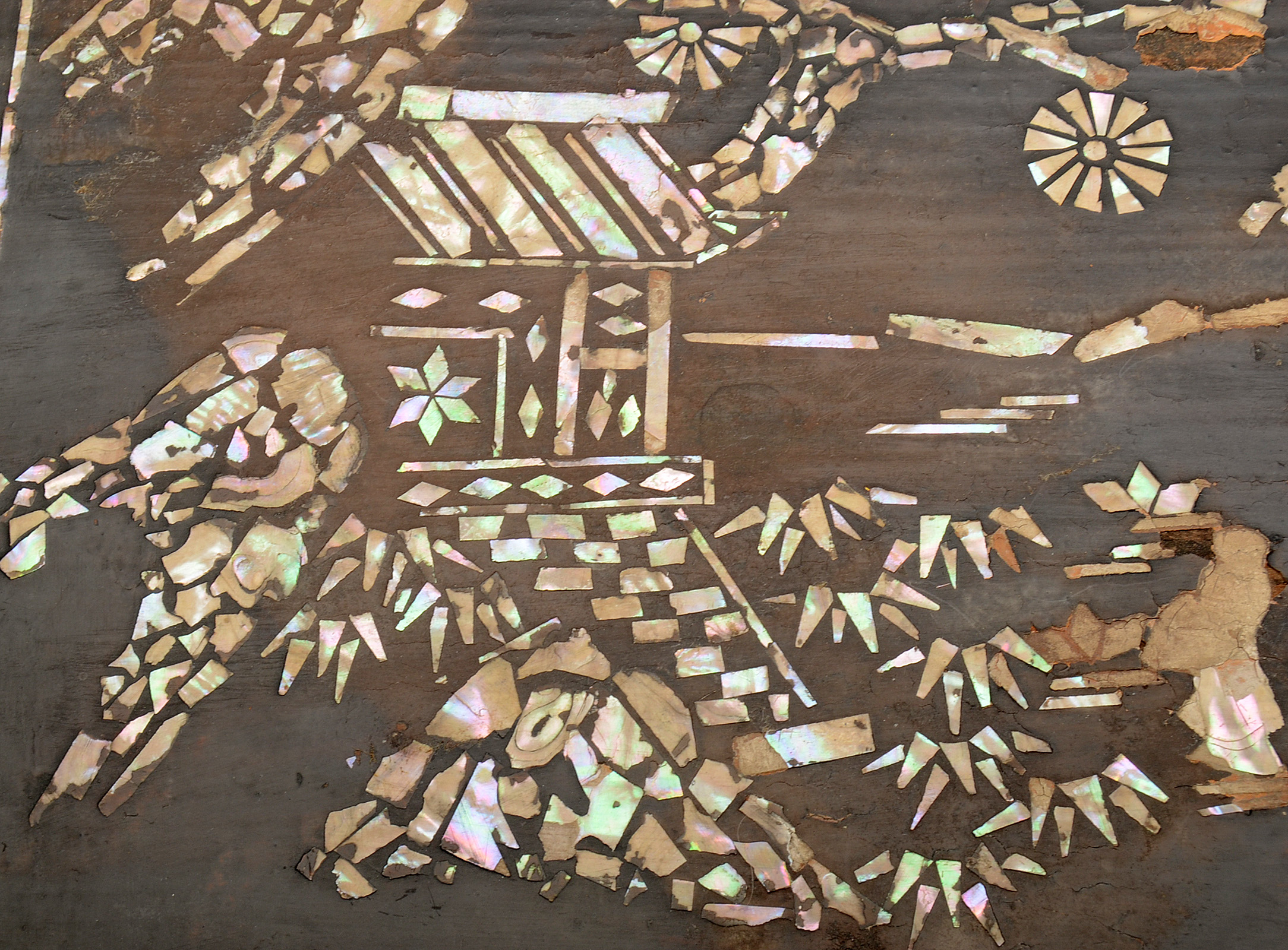 Mother of Pearl and Black Wooden Stand