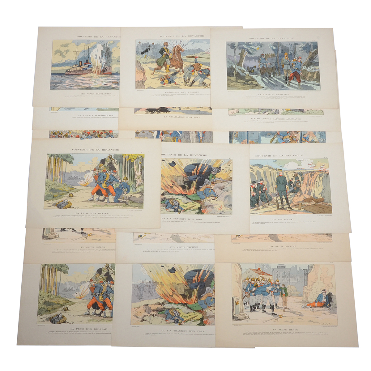 Eighteen R. Bataille Color Lithographs from "Souvenir de la Revan