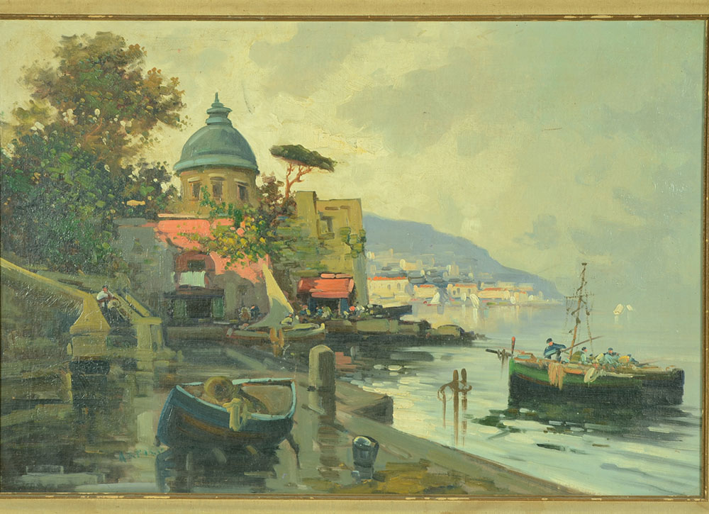 Original Alla Prima Oil Harbor Scene on Canvas Board