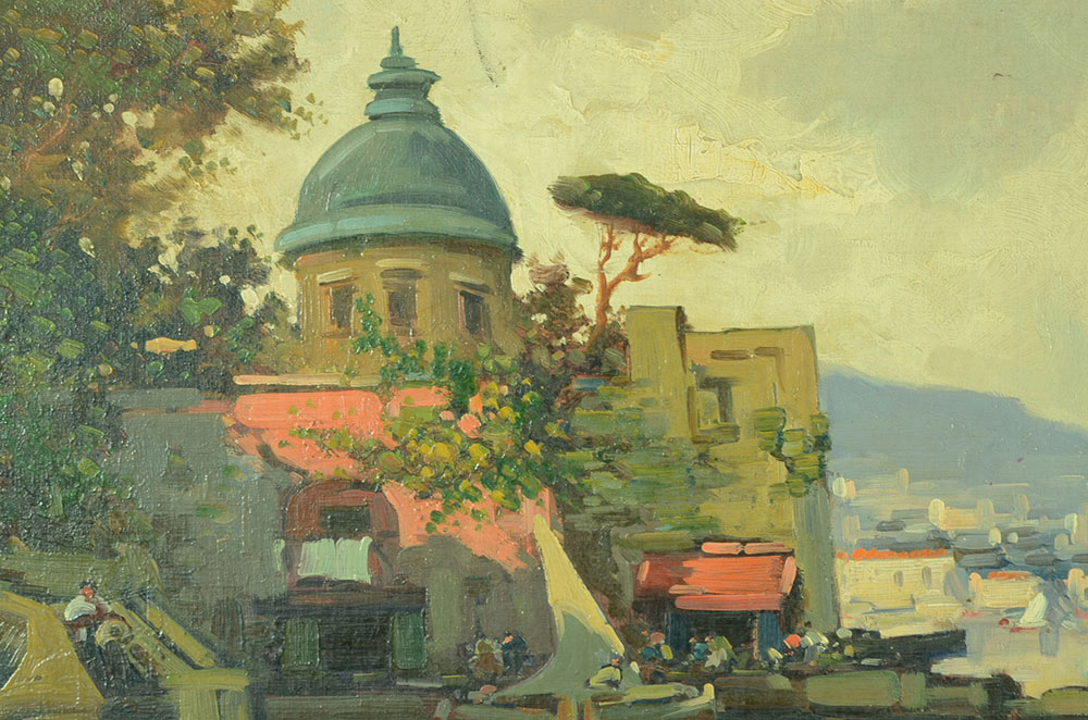 Original Alla Prima Oil Harbor Scene on Canvas Board