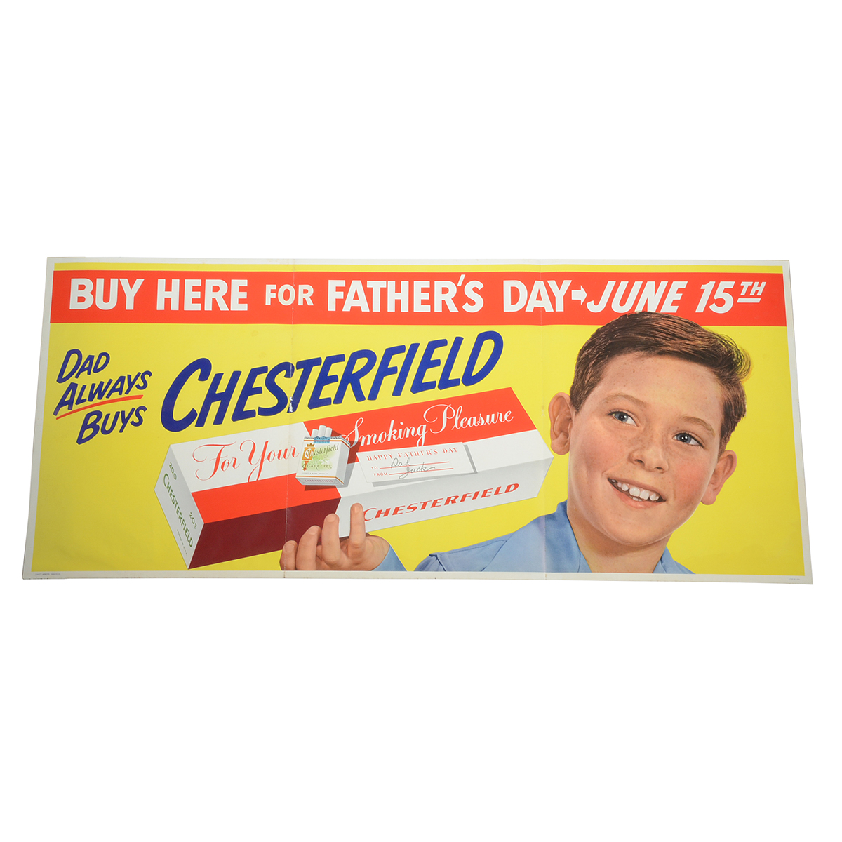 Original 1950s Chesterfield Cigarettes Poster Advertisement