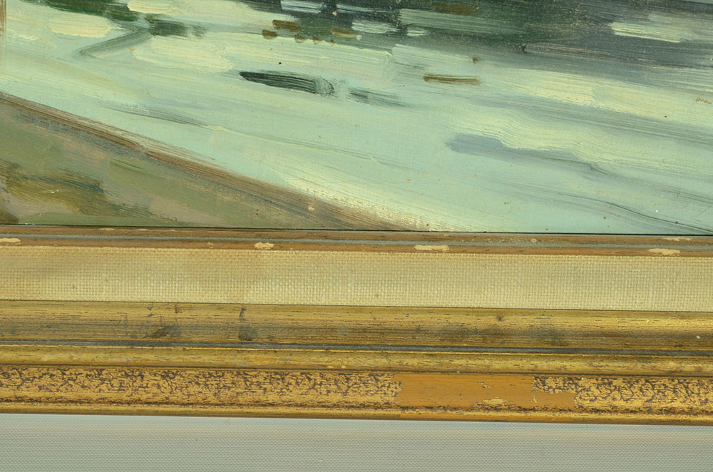 Original Alla Prima Oil Harbor Scene on Canvas Board