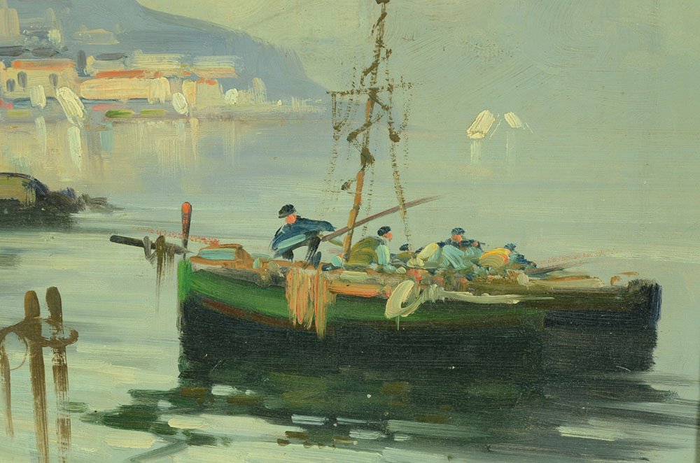 Original Alla Prima Oil Harbor Scene on Canvas Board