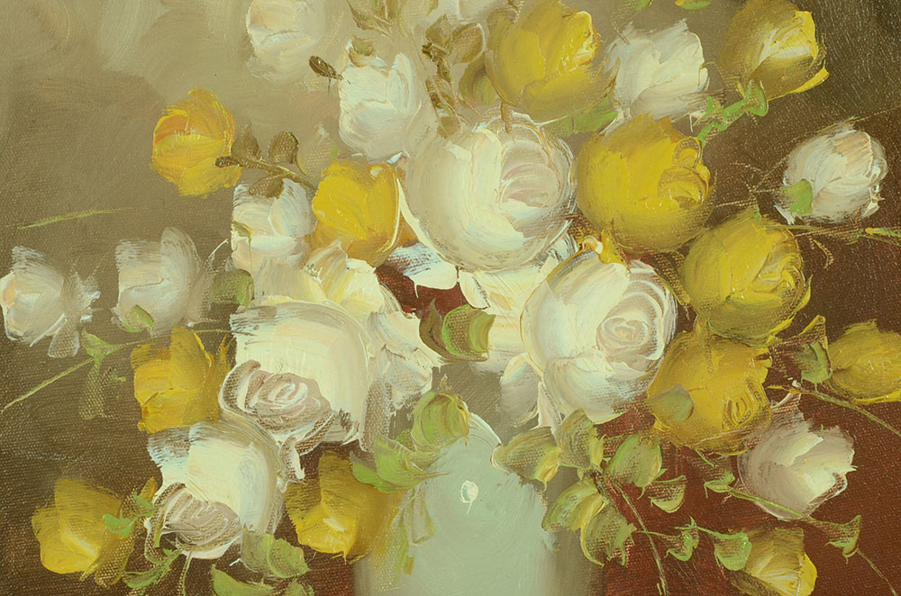 Original Signed Floral Still Life Oil on Canvas