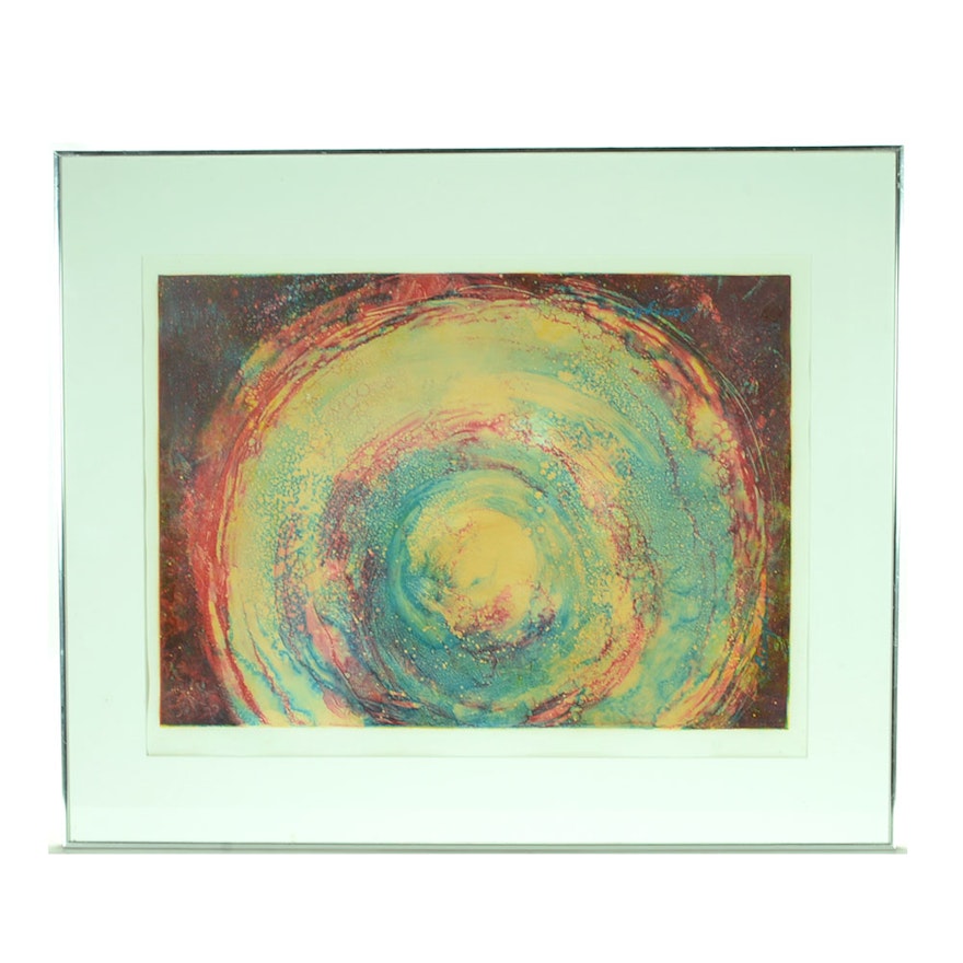 Original Three-Color Abstract Monotype