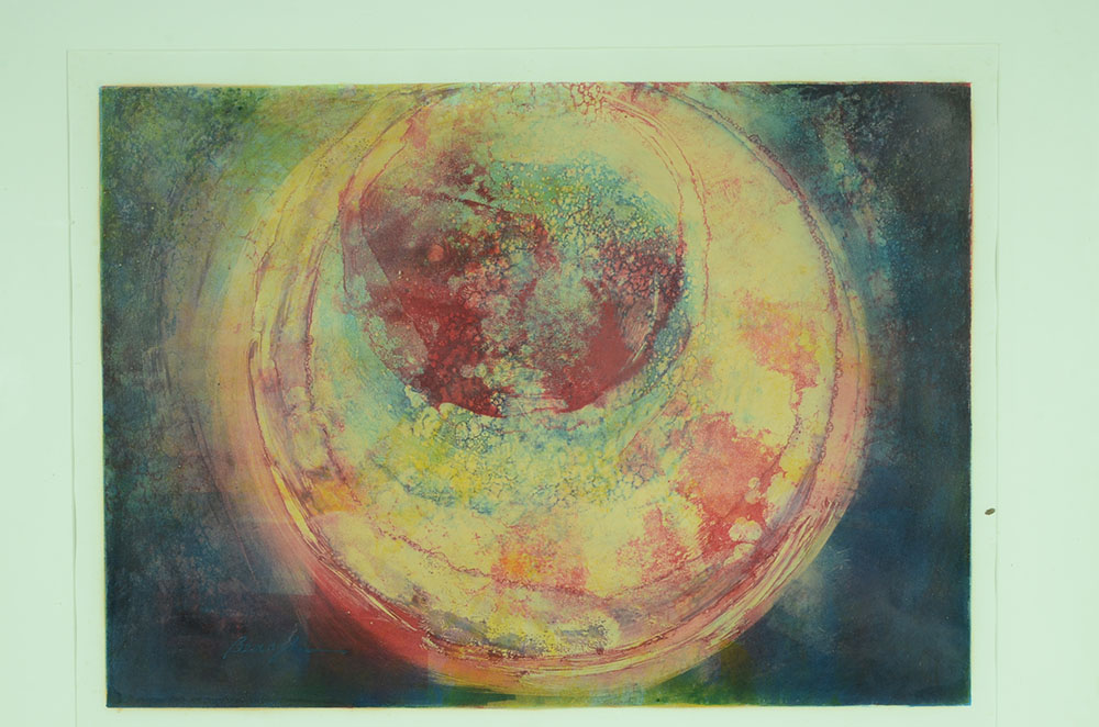 Original Three-Color Abstract Monotype