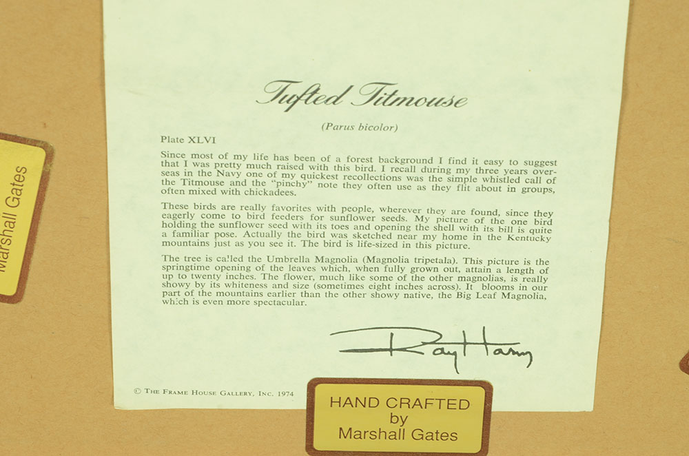 Ray Harm Signed Offset Lithograph "Tufted Titmouse"