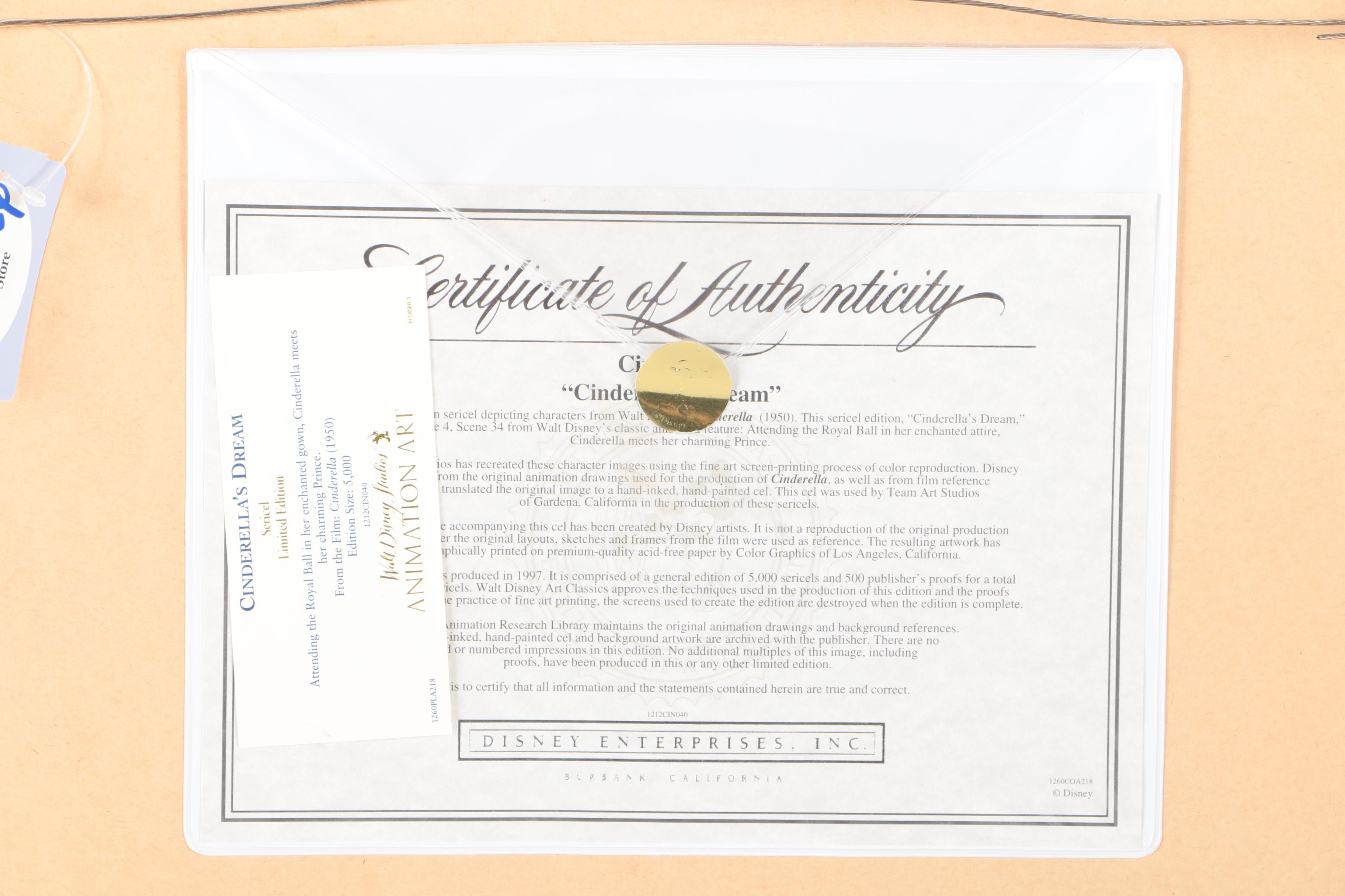 The Walt Disney Company Limited Edition Sericel "Cinderella's Dream"