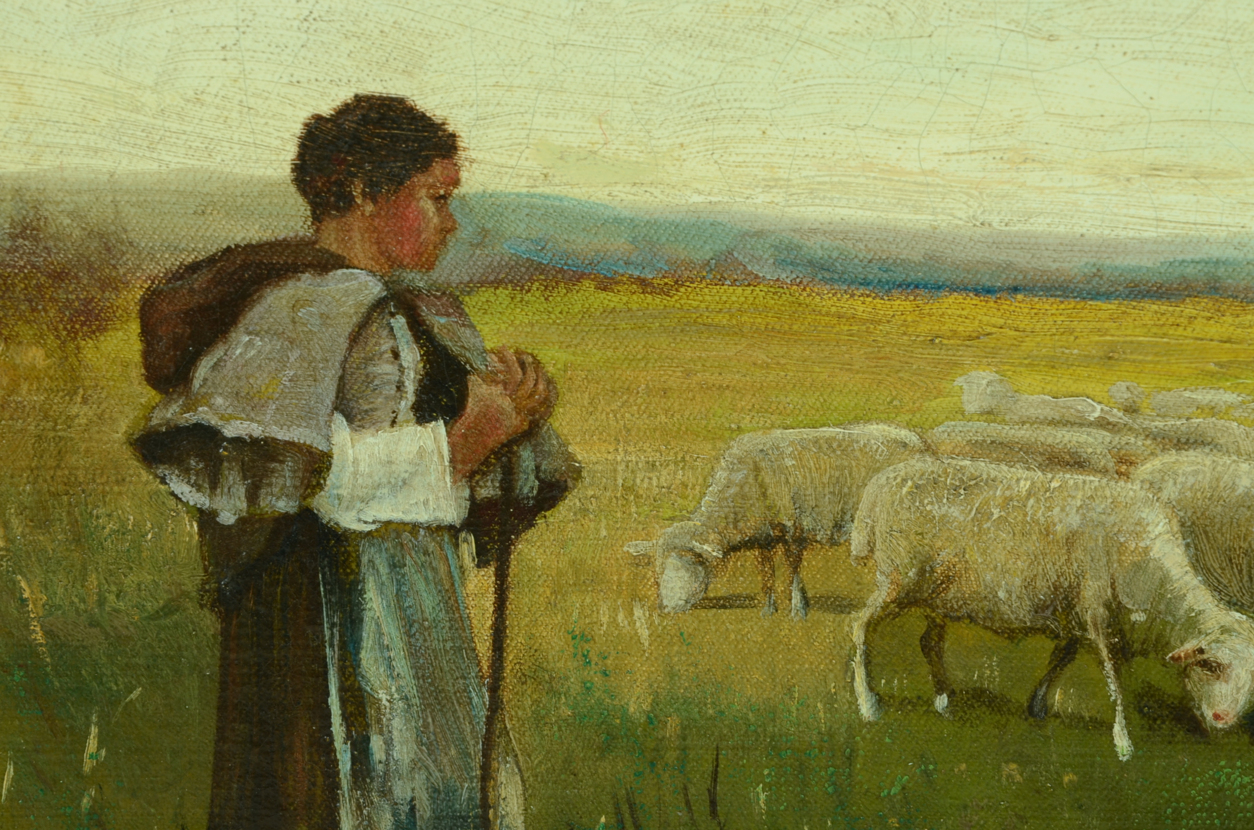 S. Gomer Antique Original Pastoral Landscape Oil on Canvvas