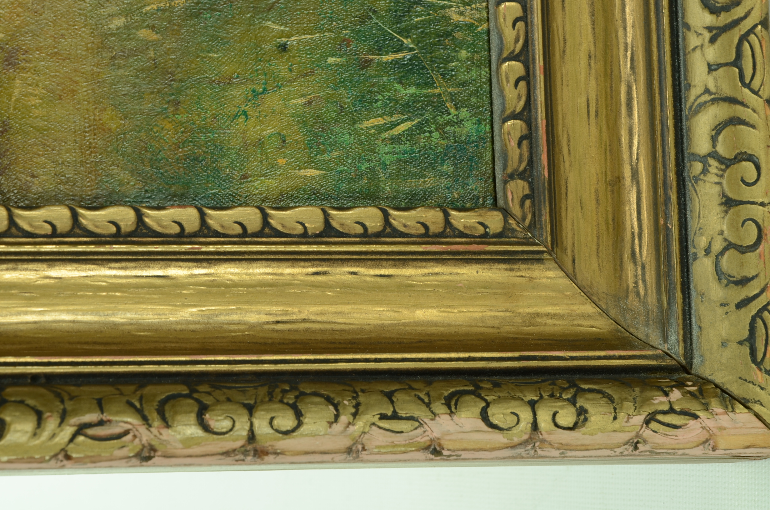 S. Gomer Antique Original Pastoral Landscape Oil on Canvvas