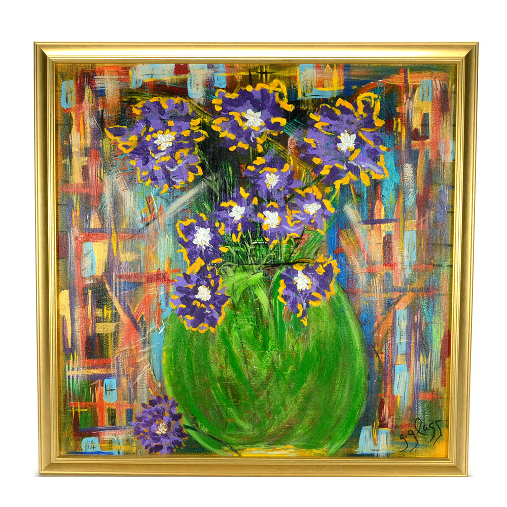 George Glass Original Acrylic on Canvas "Irises in the Springtime"