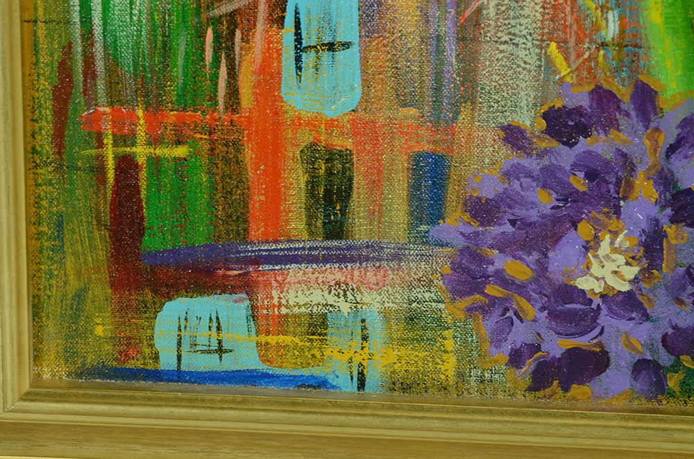 George Glass Original Acrylic on Canvas "Irises in the Springtime"