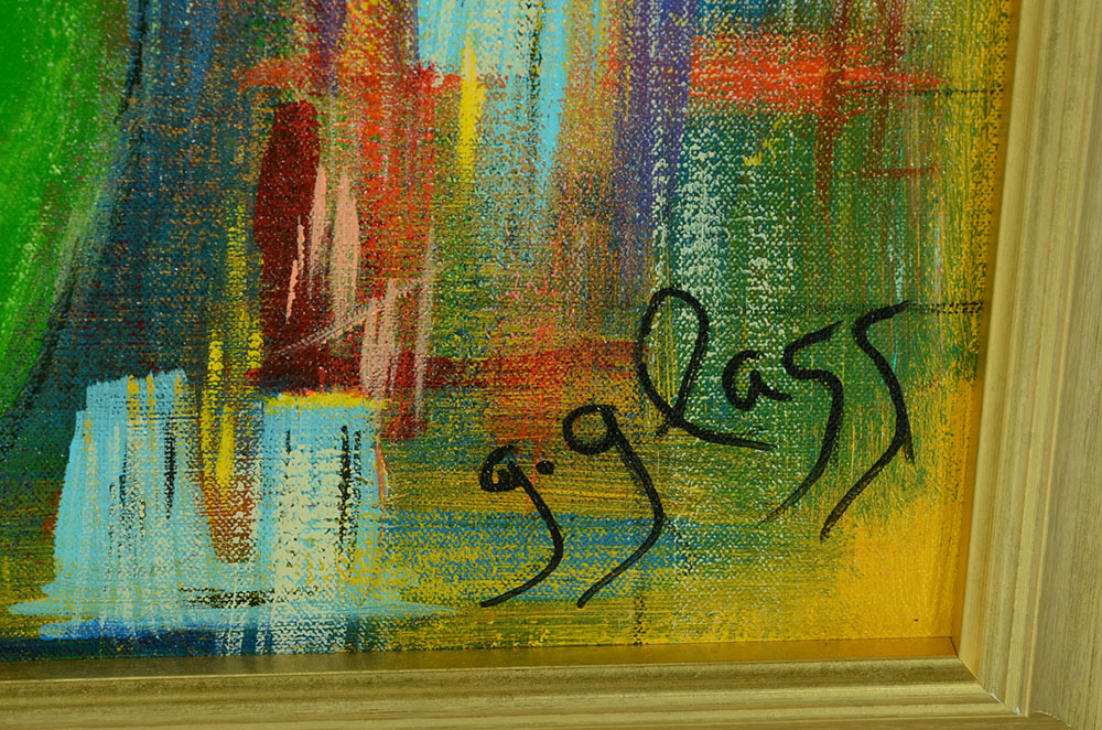 George Glass Original Acrylic on Canvas "Irises in the Springtime"