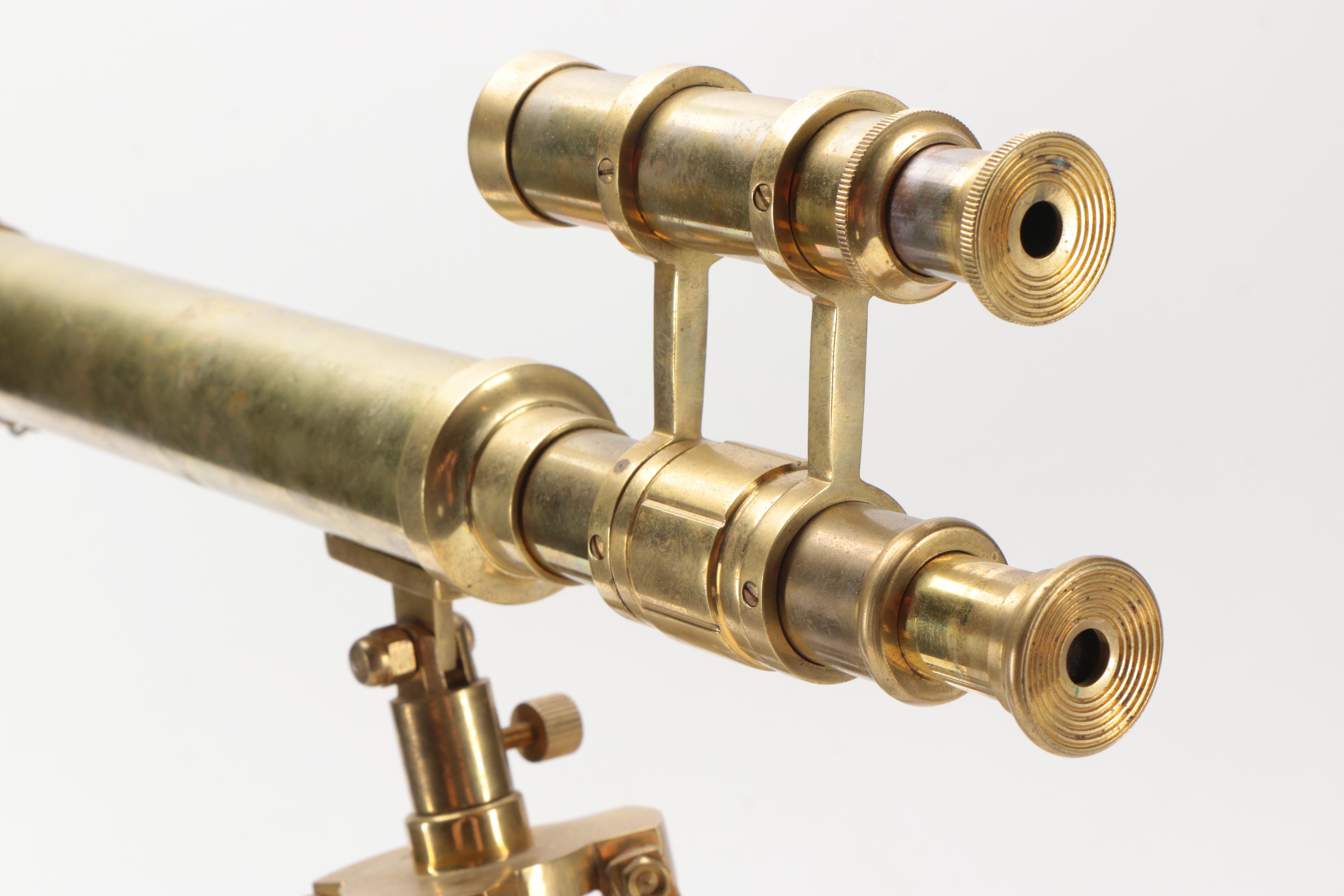 Stanley London Double Barrel Mounted Brass Telescope
