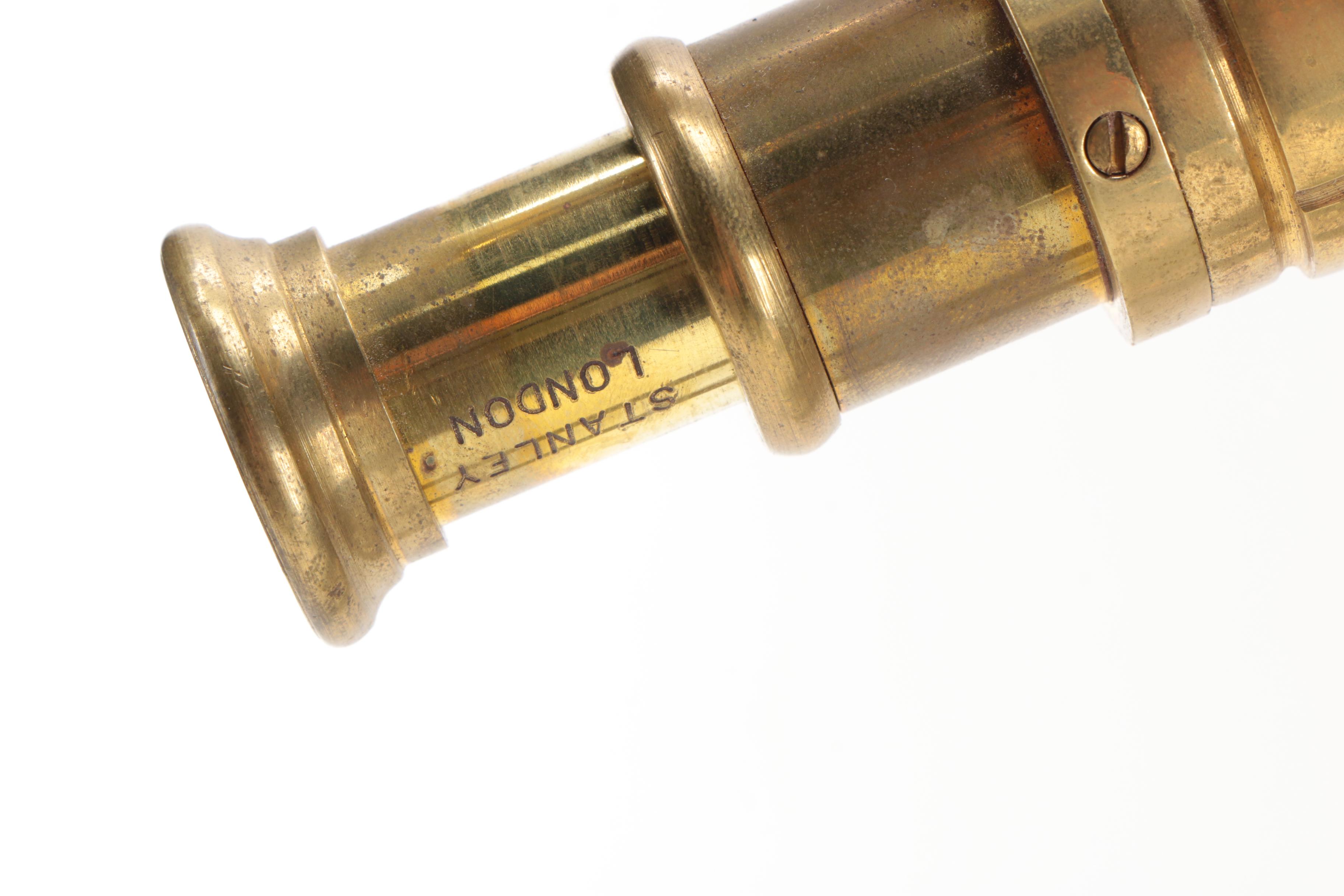 Stanley London Double Barrel Mounted Brass Telescope
