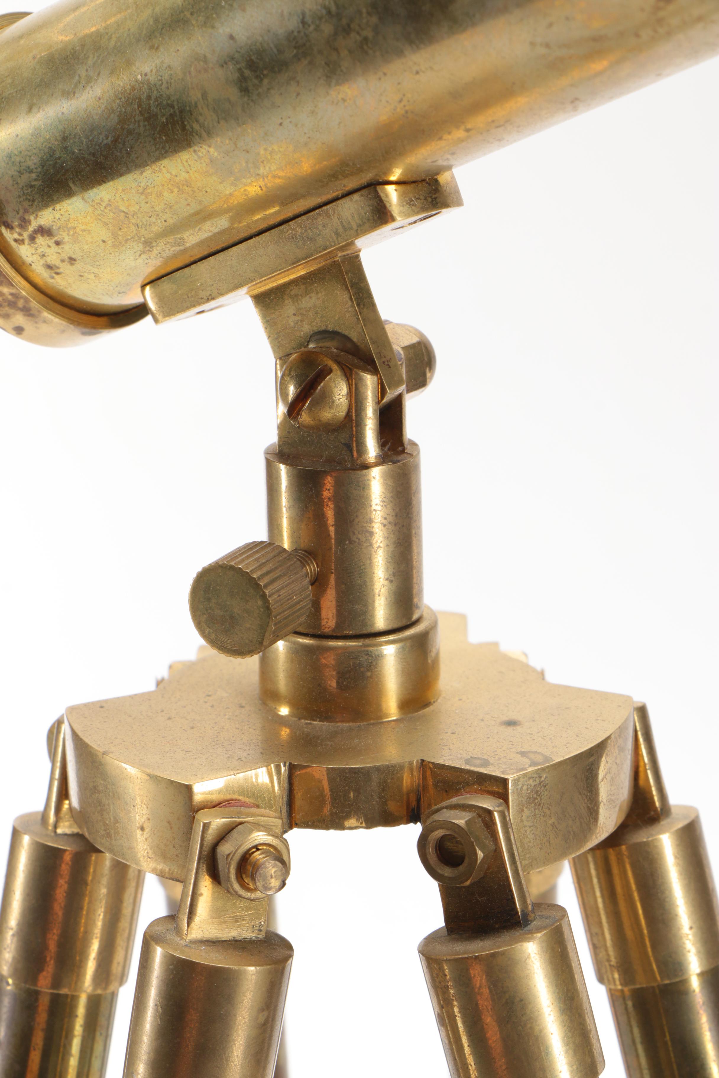 Stanley London Double Barrel Mounted Brass Telescope