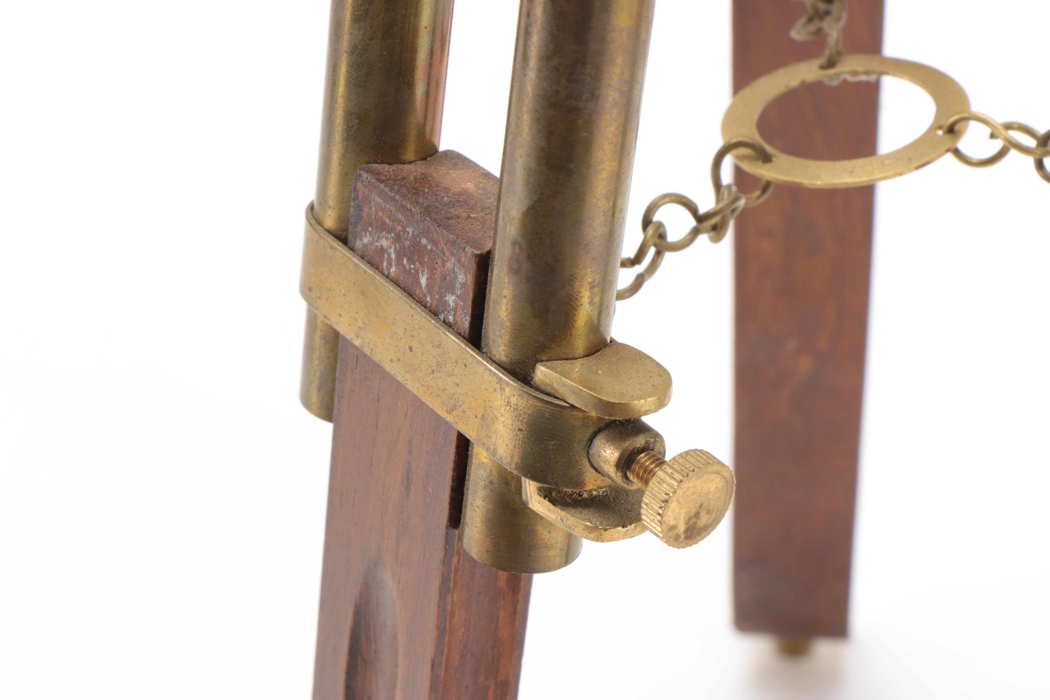 Stanley London Double Barrel Mounted Brass Telescope