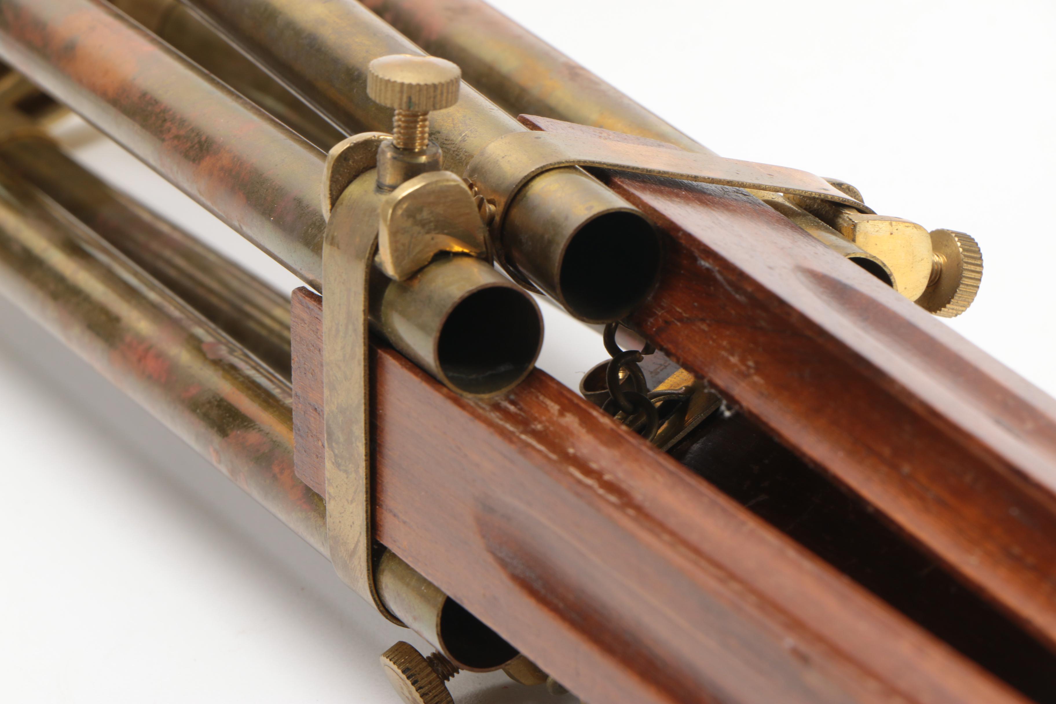 Stanley London Double Barrel Mounted Brass Telescope