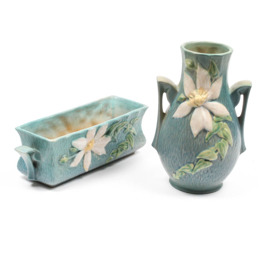 Roseville Blue "Clematis" Pottery