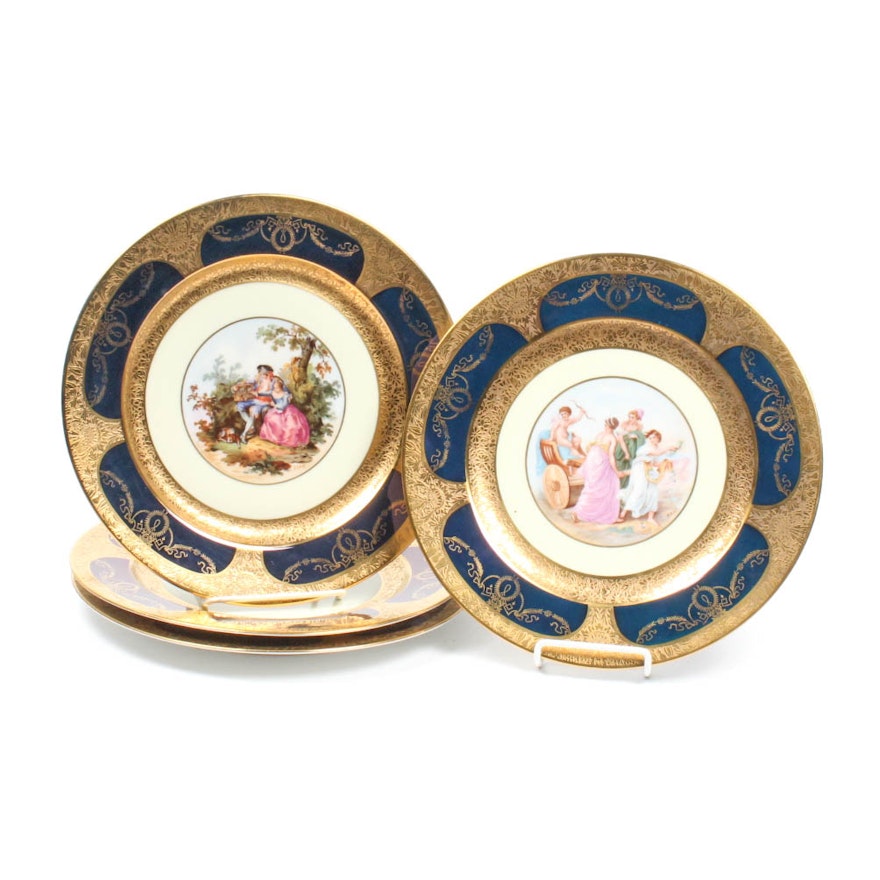 Limoges France Royal China Hand-Painted 22K Gold Embellished Plates