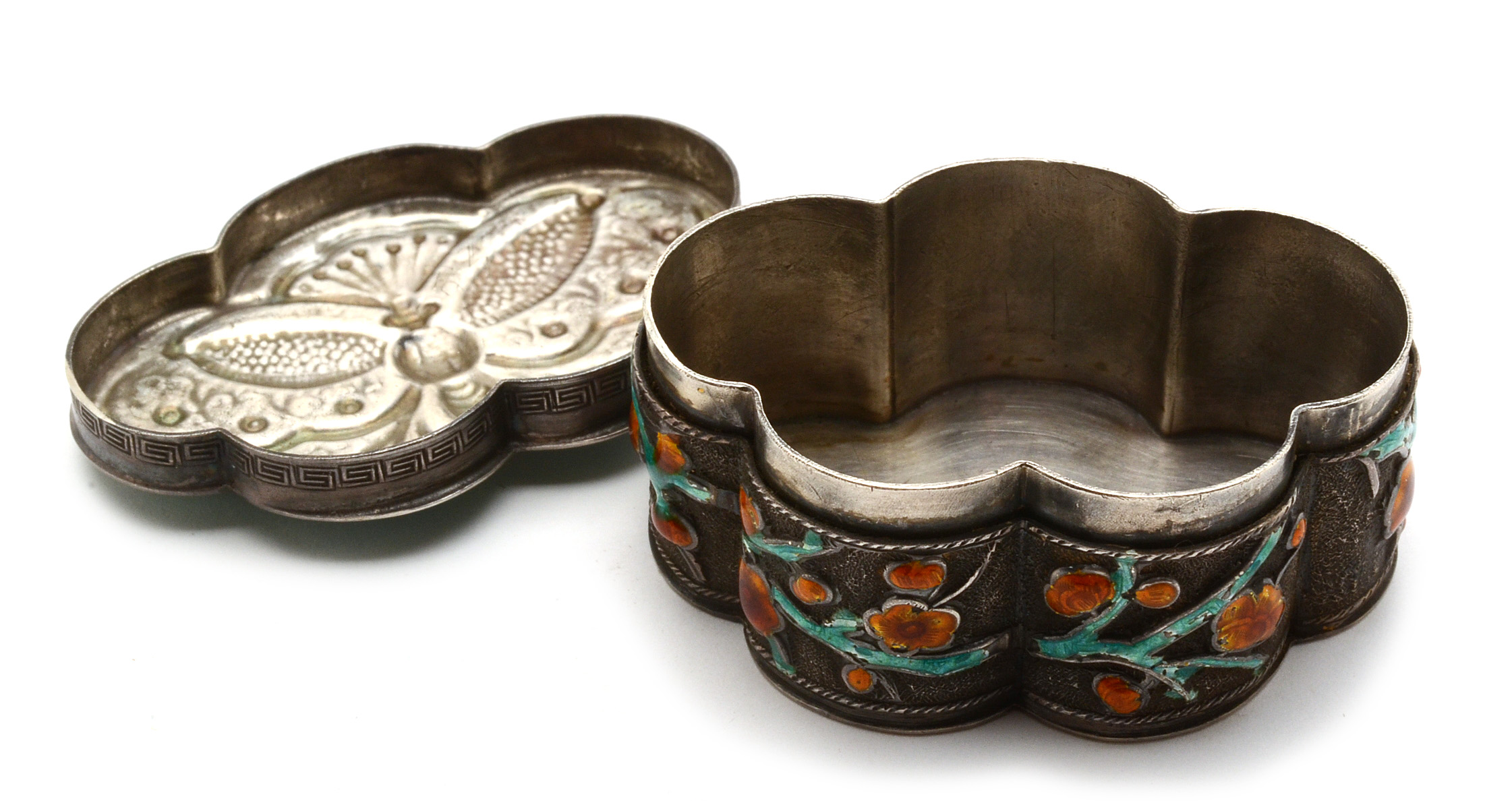 Asian Enamel Butterfly Trinket Box