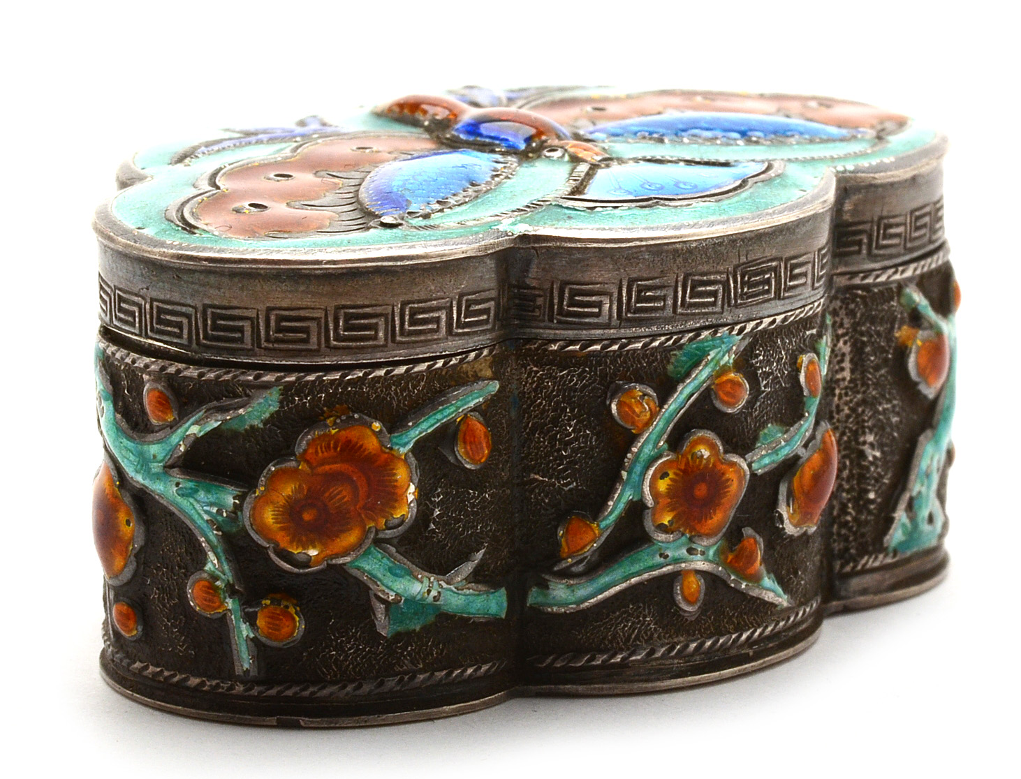 Asian Enamel Butterfly Trinket Box