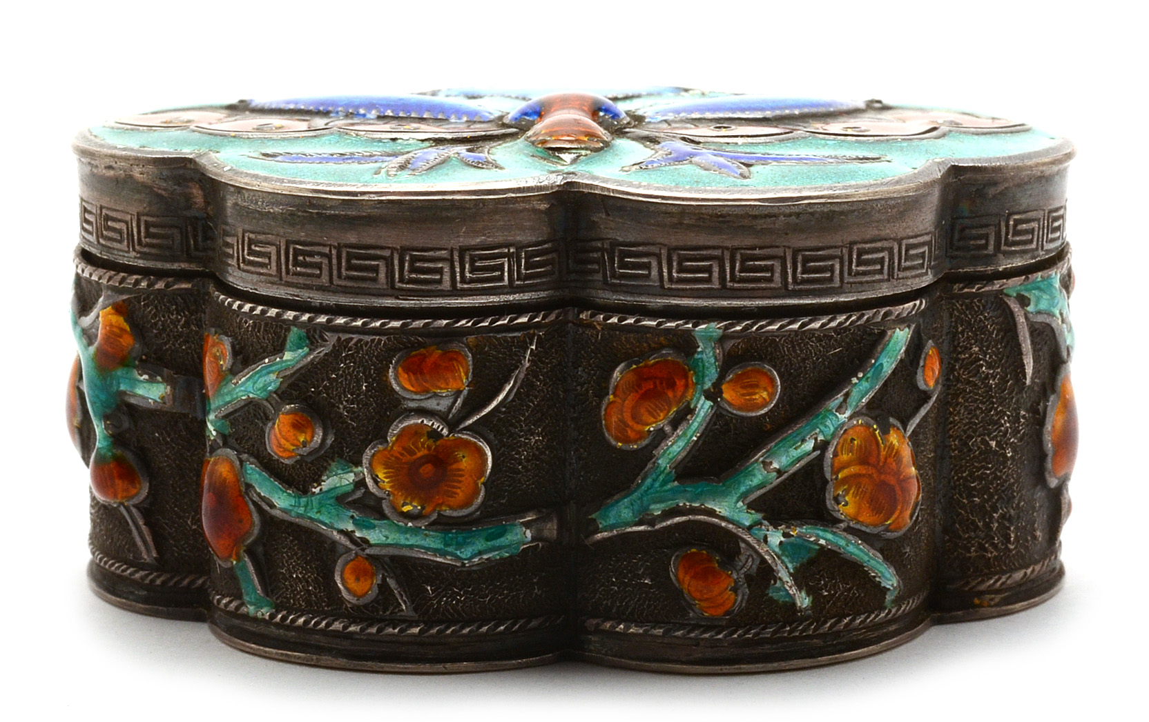 Asian Enamel Butterfly Trinket Box