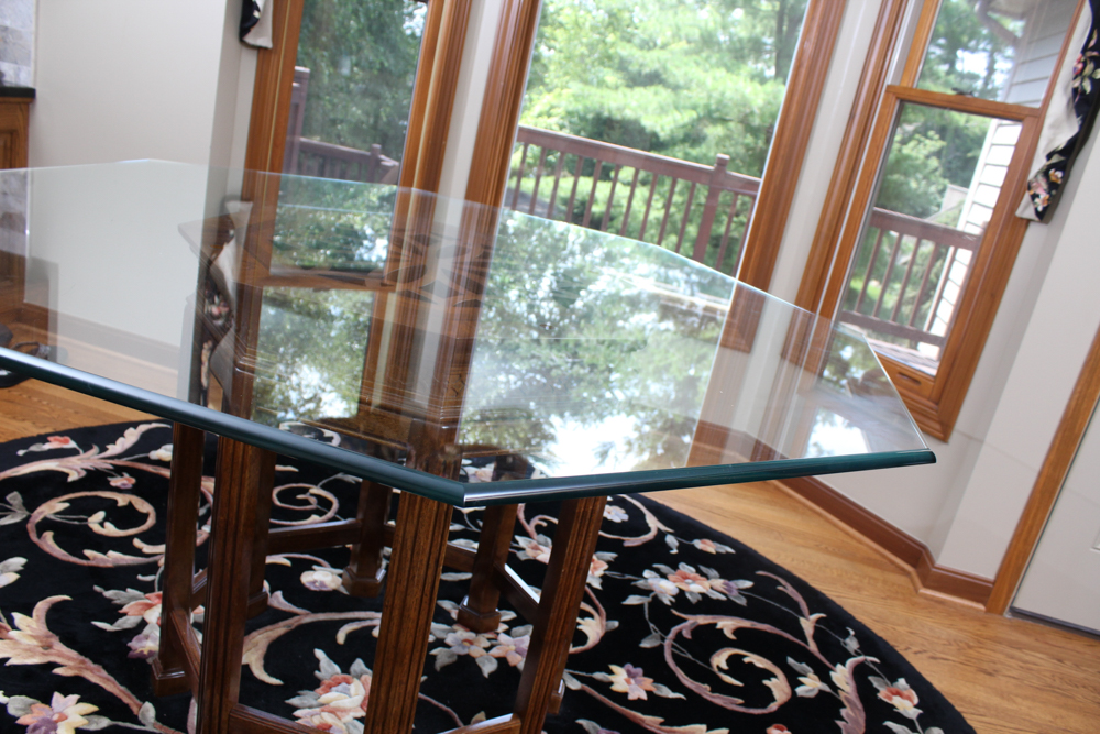 Glass Top Walnut Occasional Table