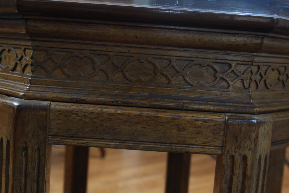 Glass Top Walnut Occasional Table