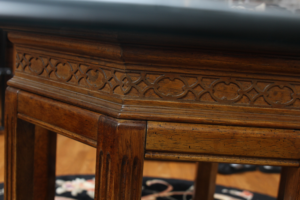 Glass Top Walnut Occasional Table