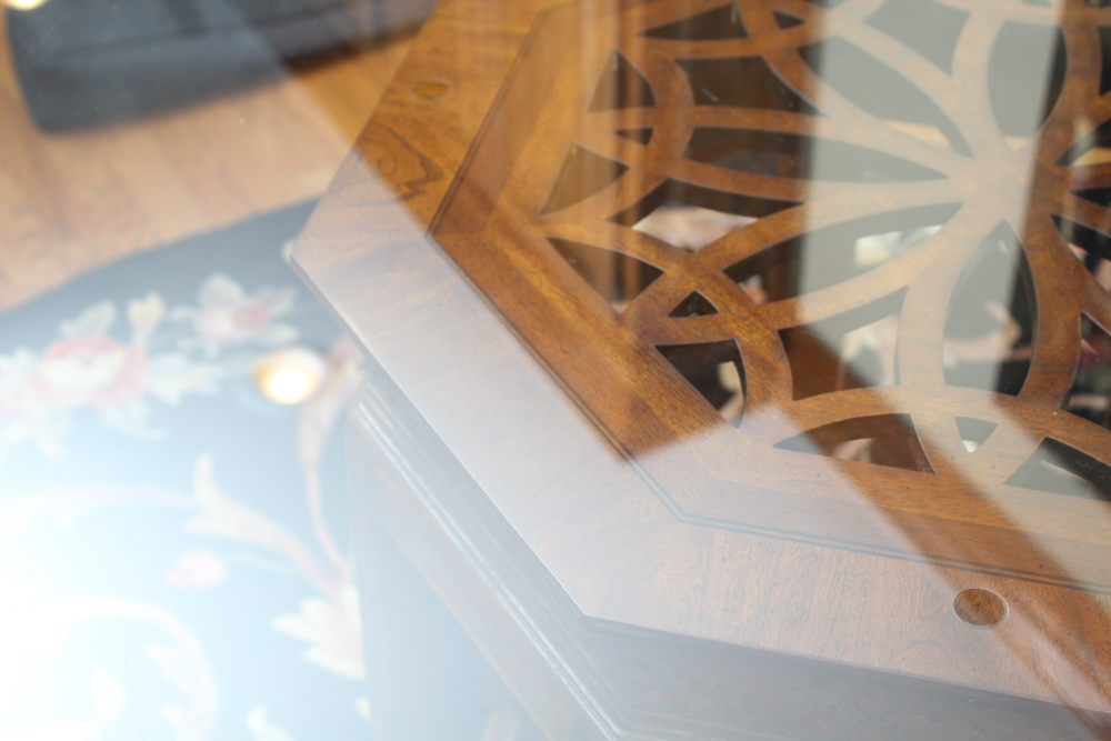 Glass Top Walnut Occasional Table