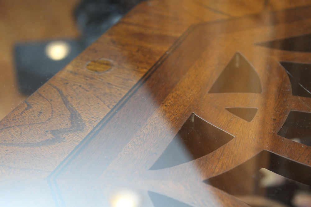 Glass Top Walnut Occasional Table