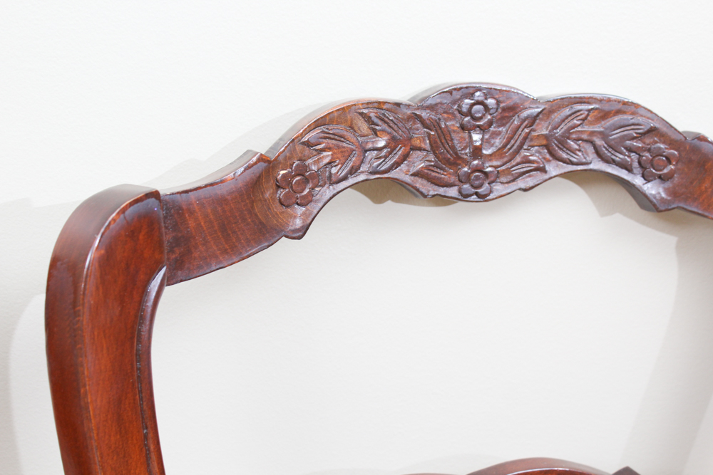 Six Cherry Ladder Back Dining Chairs with Rush Seats