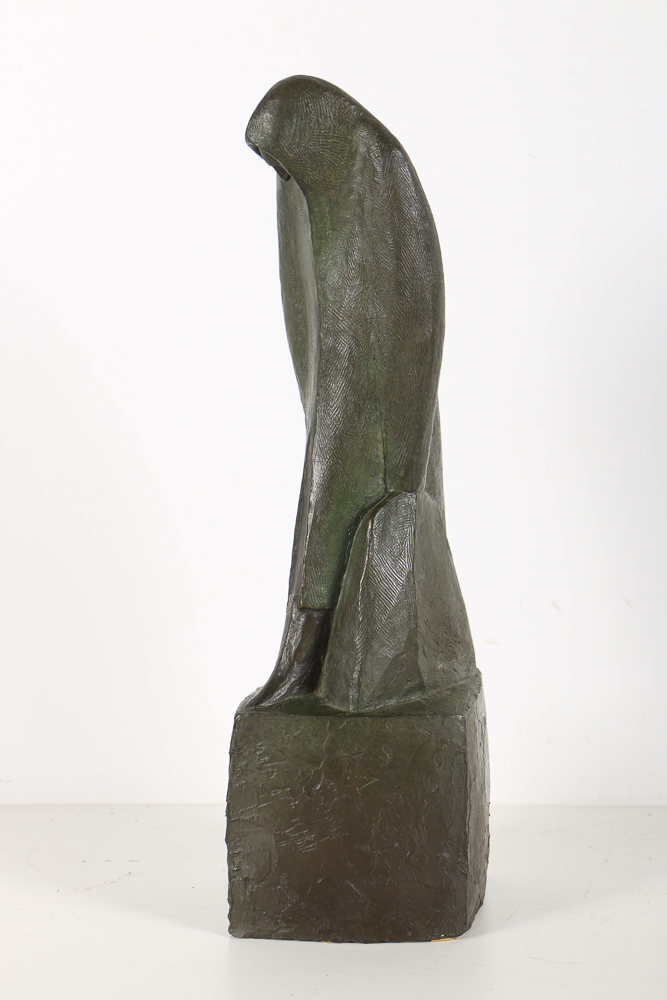 Copper Cast Sculpture of Abstract Cloaked Man