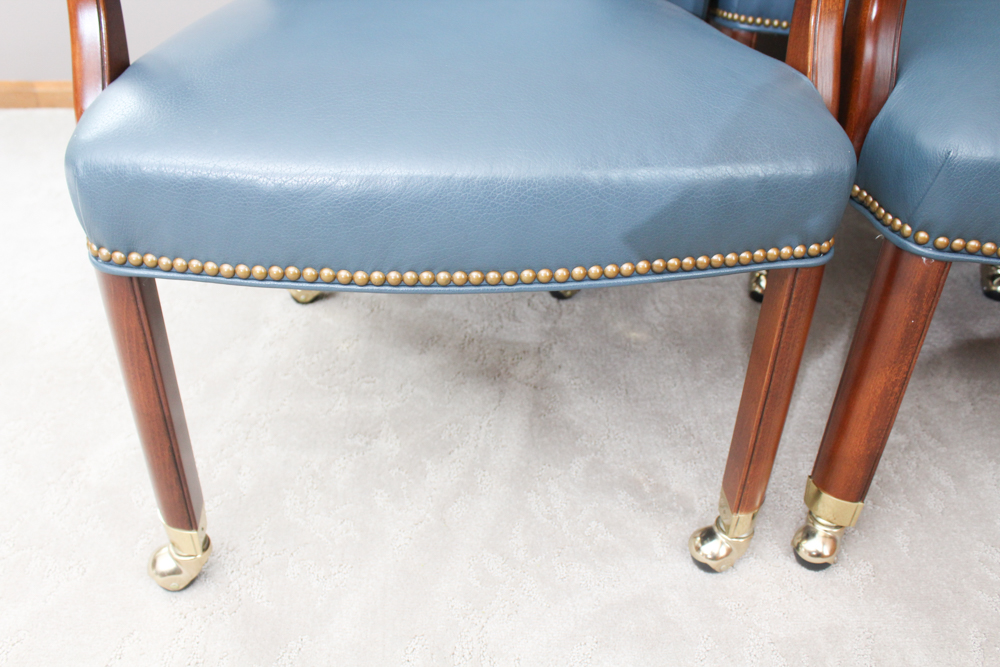 Four Leather and Cherry Chairs