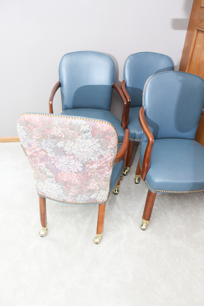 Four Leather and Cherry Chairs